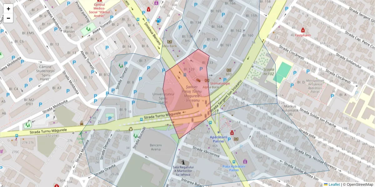 Hartă a codului poștal  și a codurilor poștale învecinate