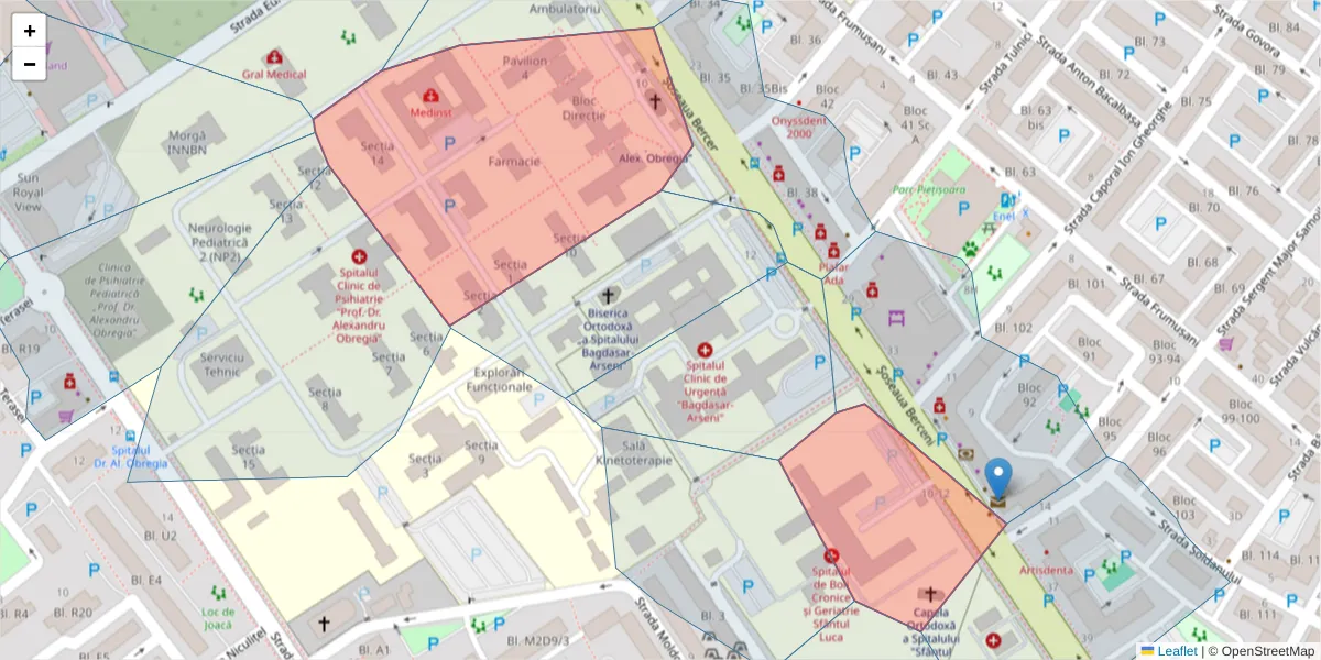 Hartă a codului poștal  și a codurilor poștale învecinate