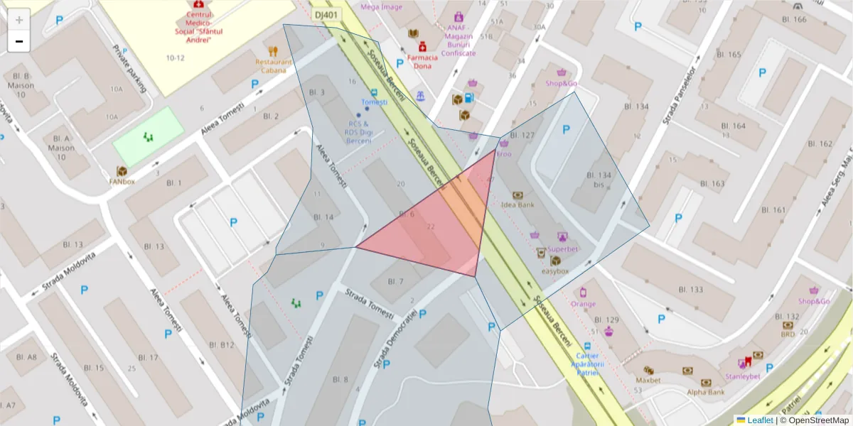 Hartă a codului poștal  și a codurilor poștale învecinate