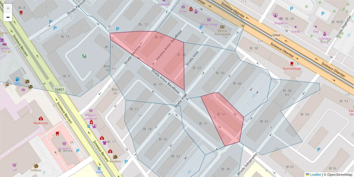 Hartă a codului poștal  și a codurilor poștale învecinate