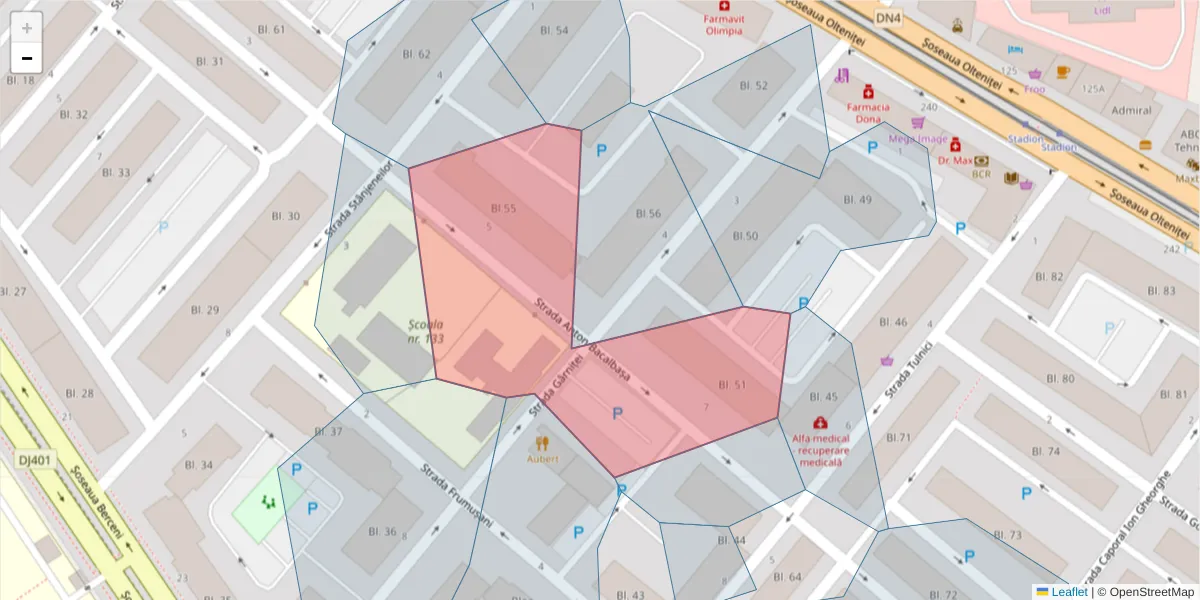 Hartă a codului poștal  și a codurilor poștale învecinate