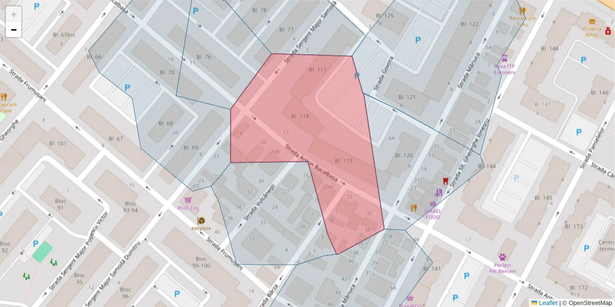 Hartă a codului poștal  și a codurilor poștale învecinate