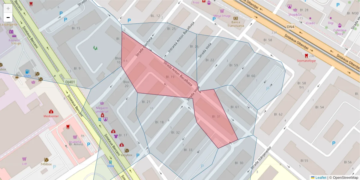 Hartă a codului poștal  și a codurilor poștale învecinate