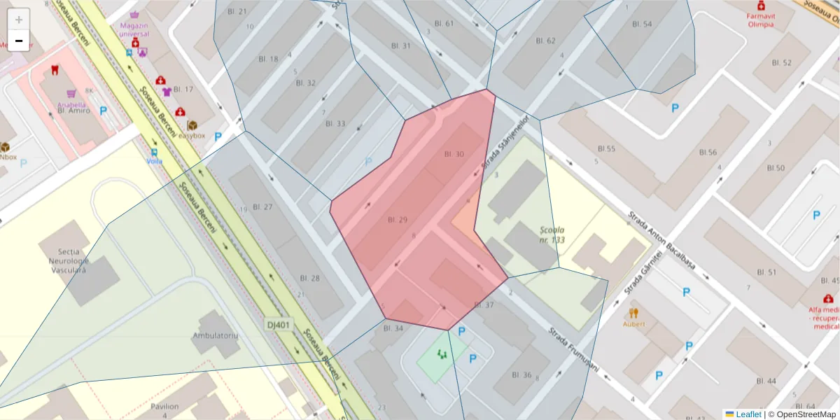 Hartă a codului poștal  și a codurilor poștale învecinate