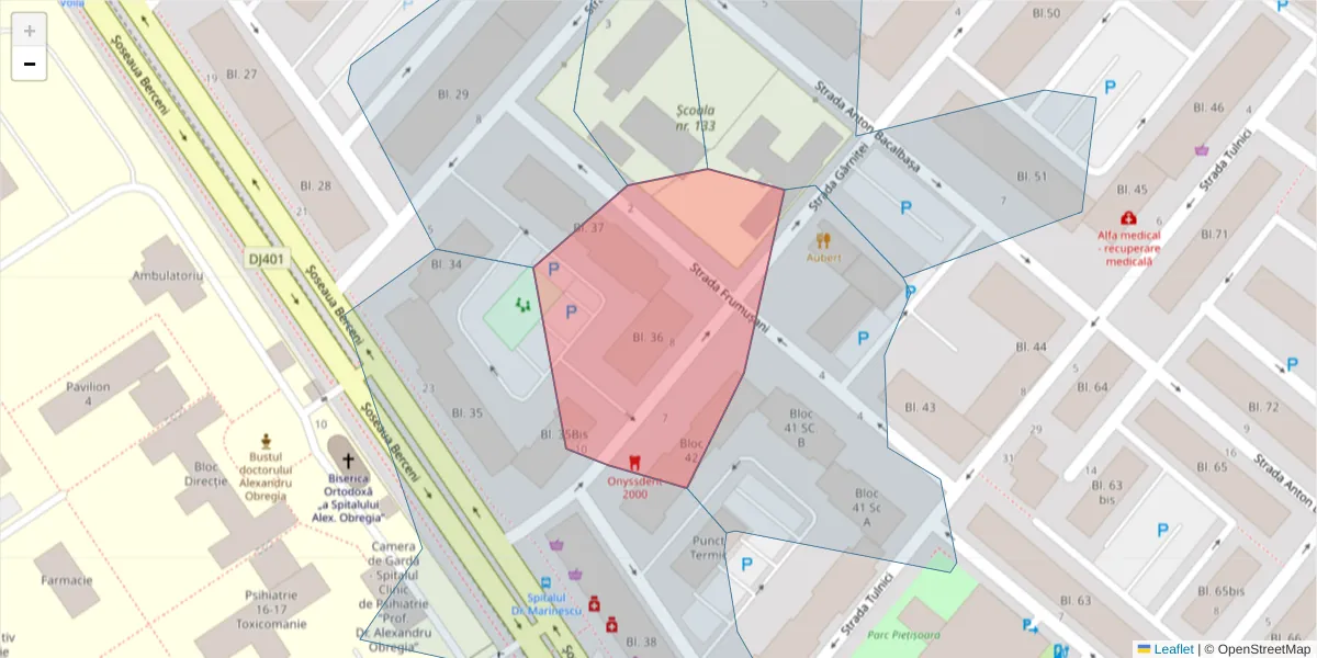 Hartă a codului poștal  și a codurilor poștale învecinate