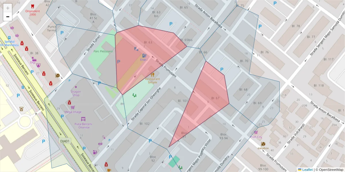Hartă a codului poștal  și a codurilor poștale învecinate