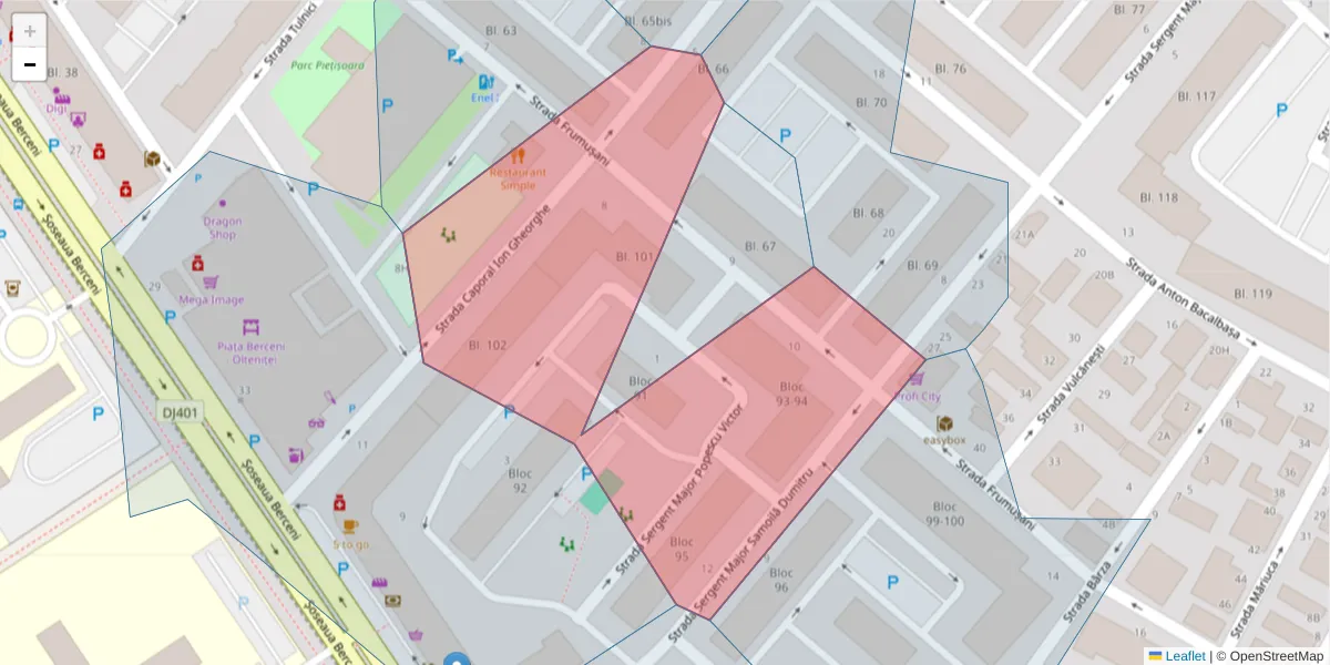 Hartă a codului poștal  și a codurilor poștale învecinate