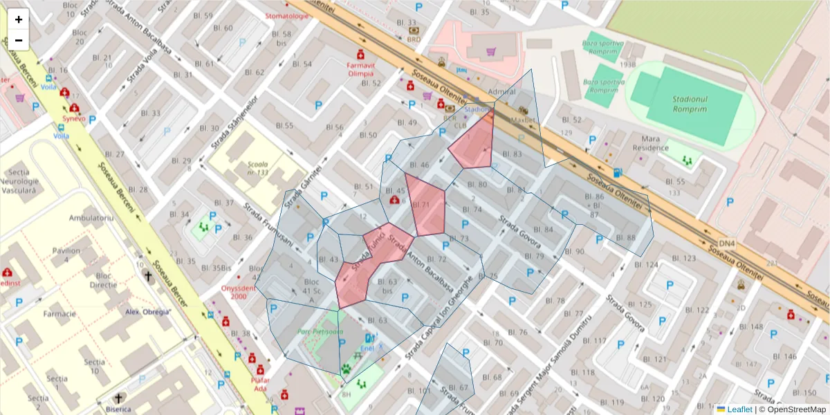 Hartă a codului poștal  și a codurilor poștale învecinate
