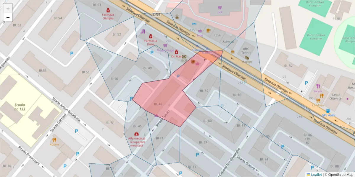 Hartă a codului poștal  și a codurilor poștale învecinate