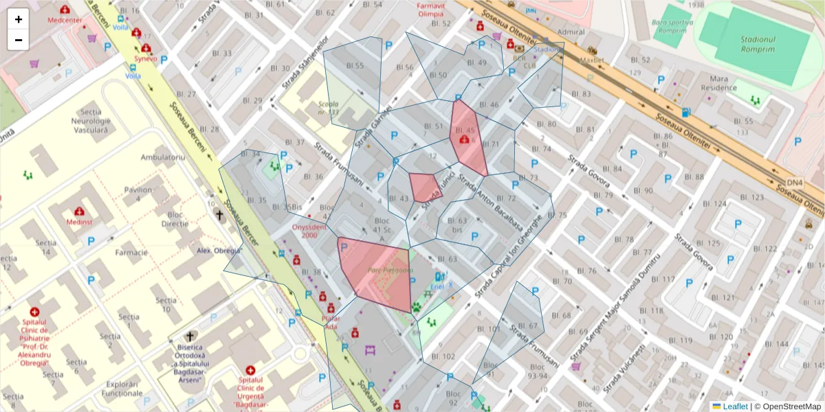Hartă a codului poștal  și a codurilor poștale învecinate