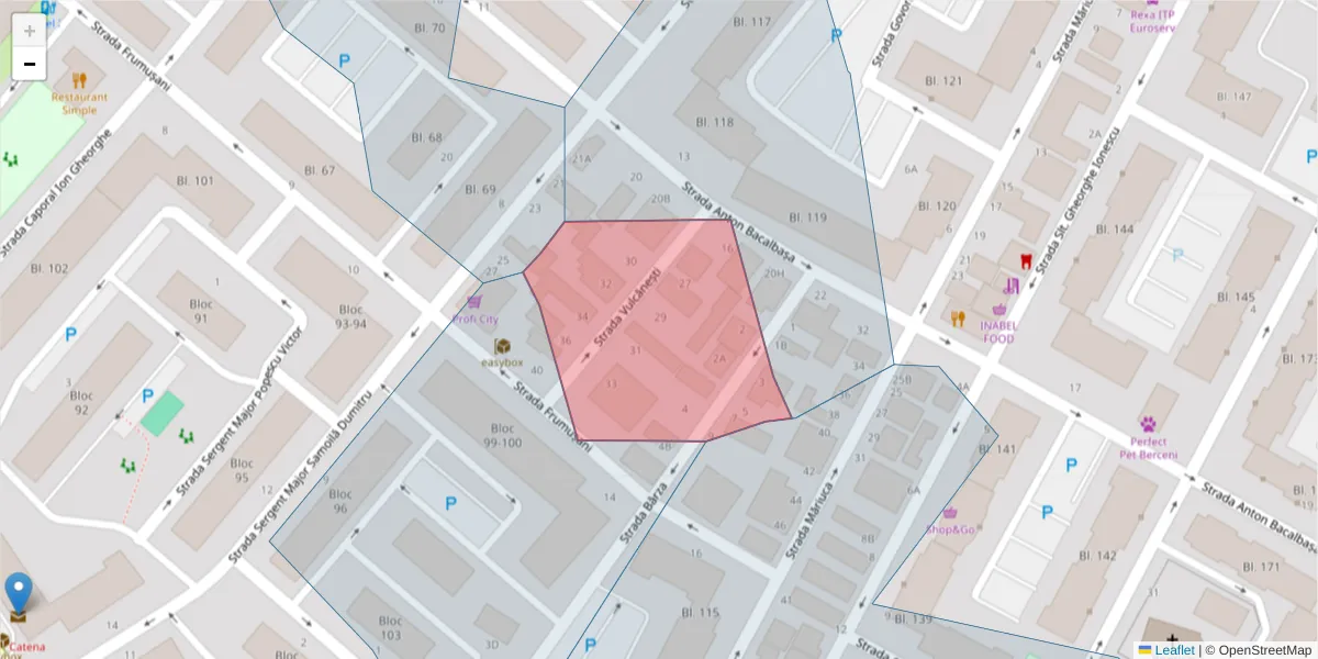 Hartă a codului poștal  și a codurilor poștale învecinate