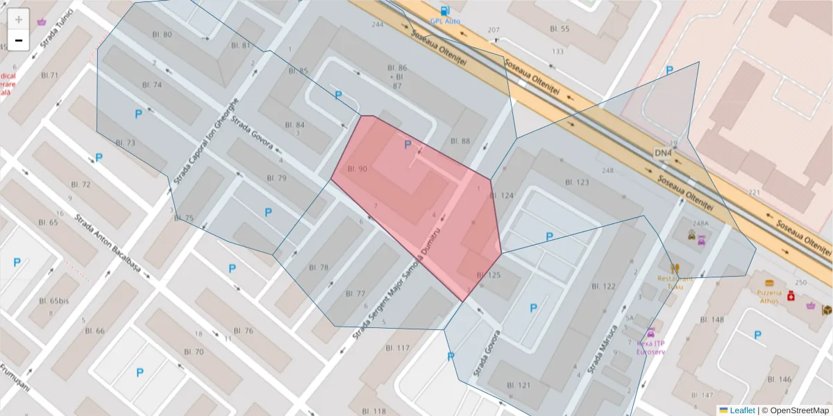 Hartă a codului poștal  și a codurilor poștale învecinate