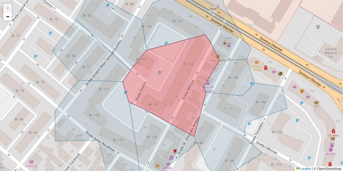 Hartă a codului poștal  și a codurilor poștale învecinate