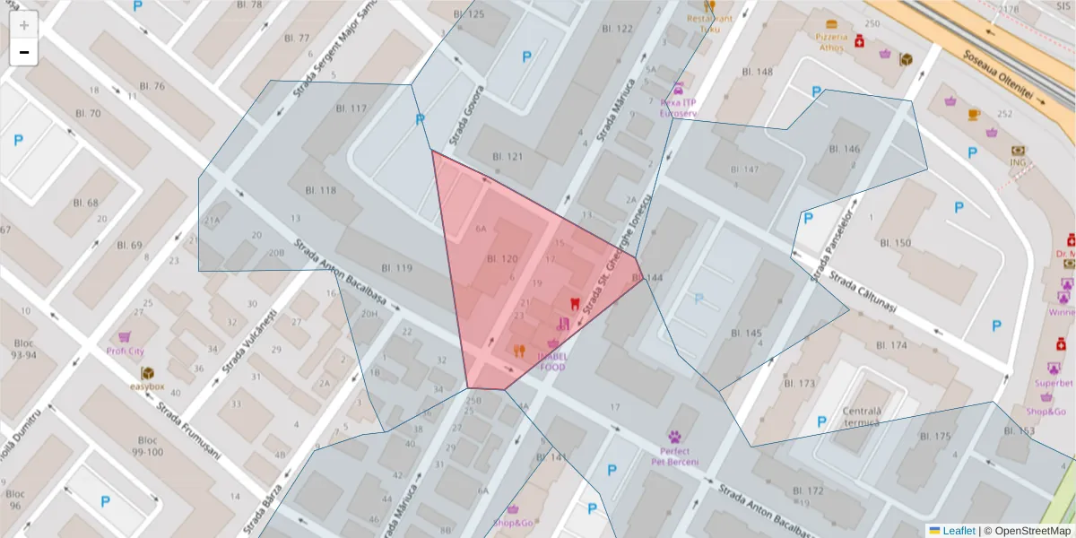 Hartă a codului poștal  și a codurilor poștale învecinate