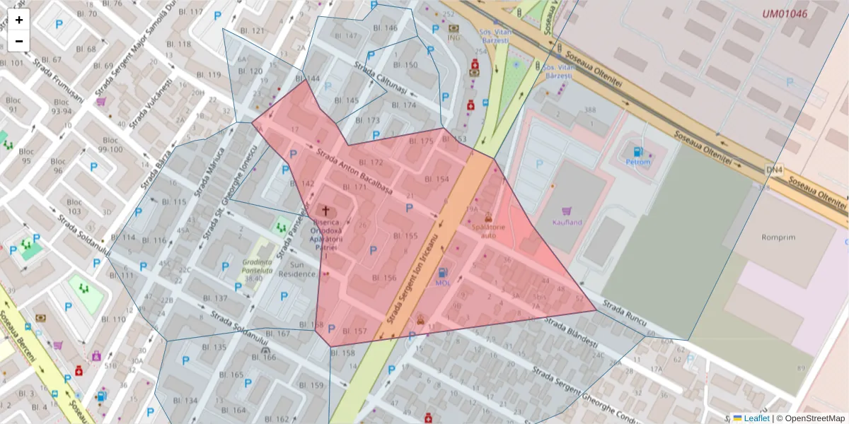 Hartă a codului poștal  și a codurilor poștale învecinate