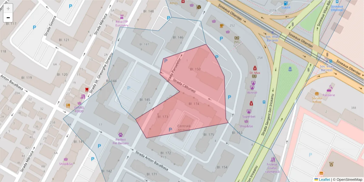 Hartă a codului poștal  și a codurilor poștale învecinate