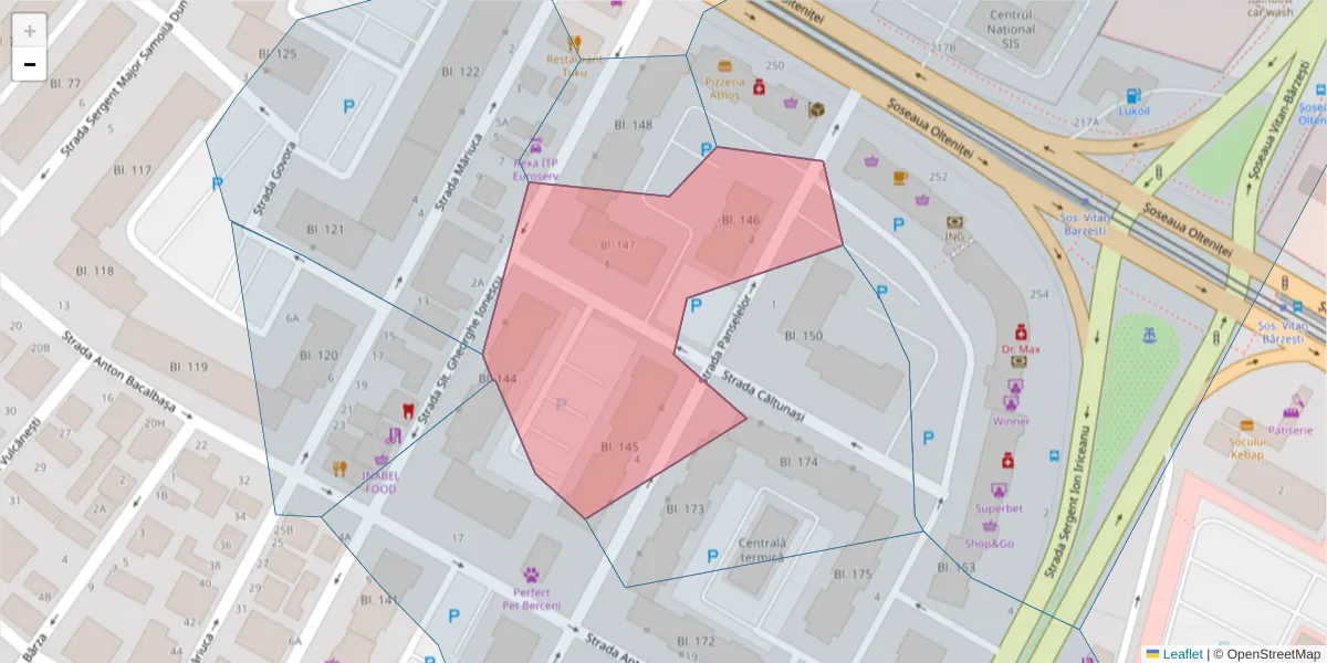 Hartă a codului poștal  și a codurilor poștale învecinate