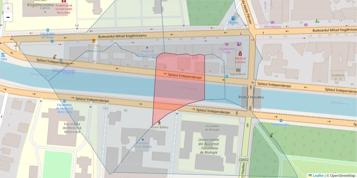 Hartă a codului poștal  și a codurilor poștale învecinate