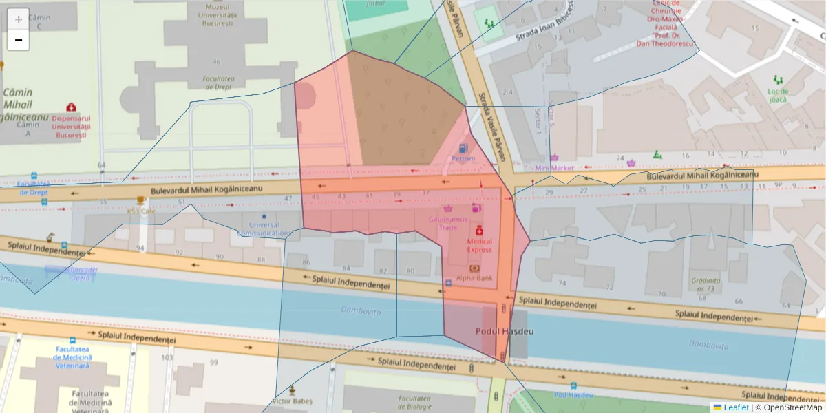 Hartă a codului poștal  și a codurilor poștale învecinate