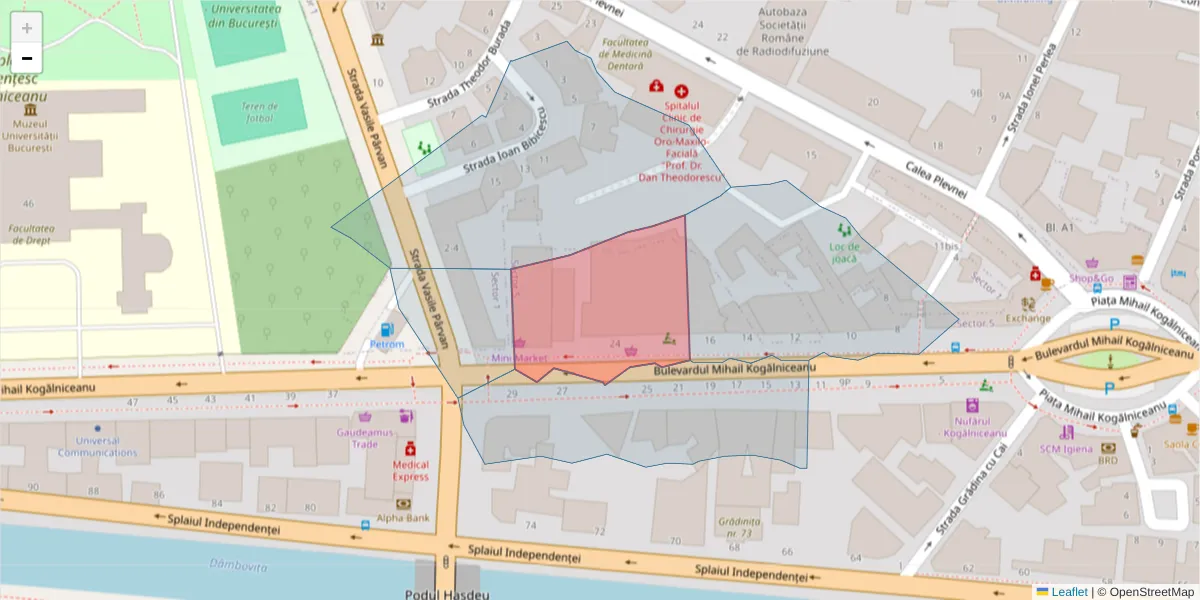 Hartă a codului poștal  și a codurilor poștale învecinate