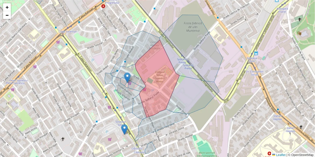 Hartă a codului poștal  și a codurilor poștale învecinate