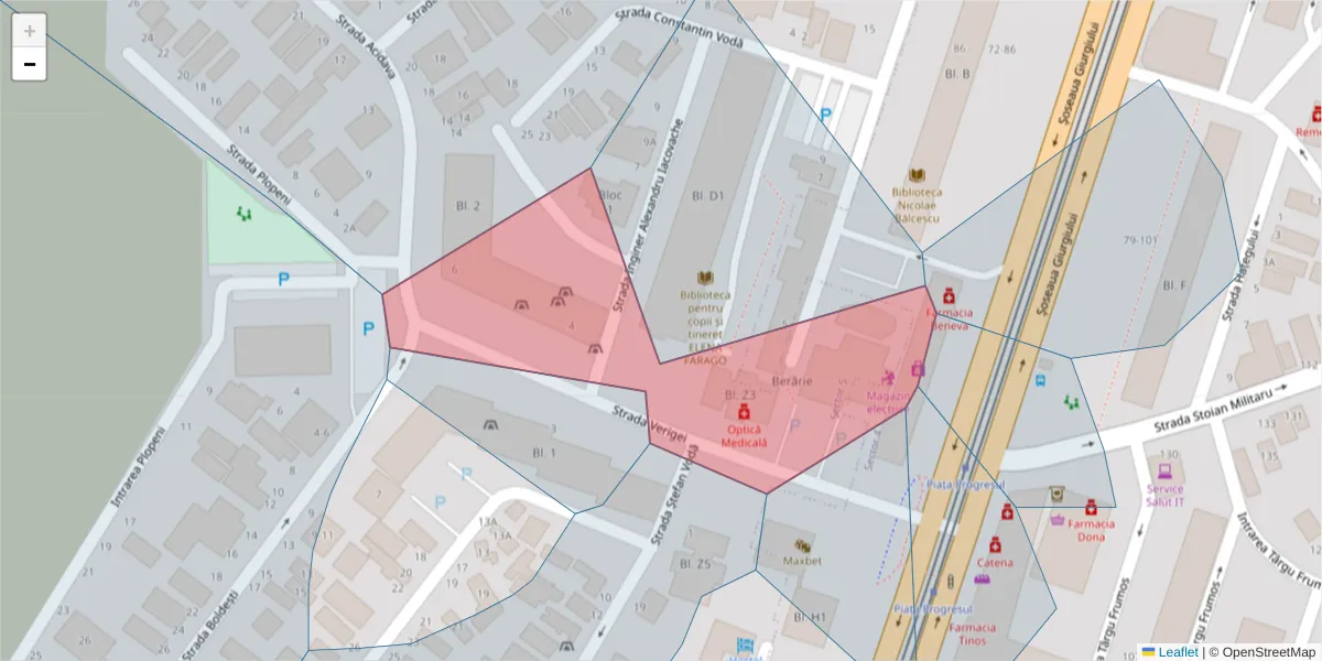 Hartă a codului poștal  și a codurilor poștale învecinate