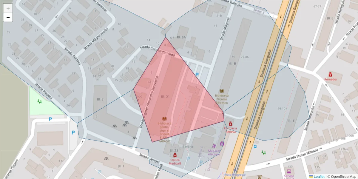 Hartă a codului poștal  și a codurilor poștale învecinate