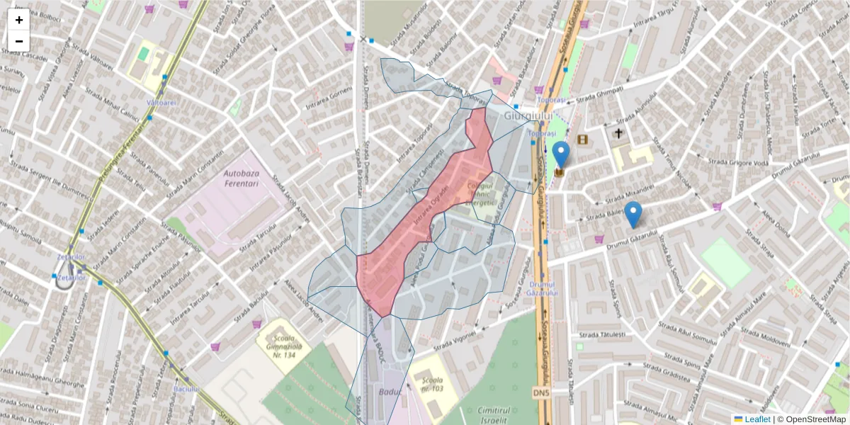 Hartă a codului poștal  și a codurilor poștale învecinate