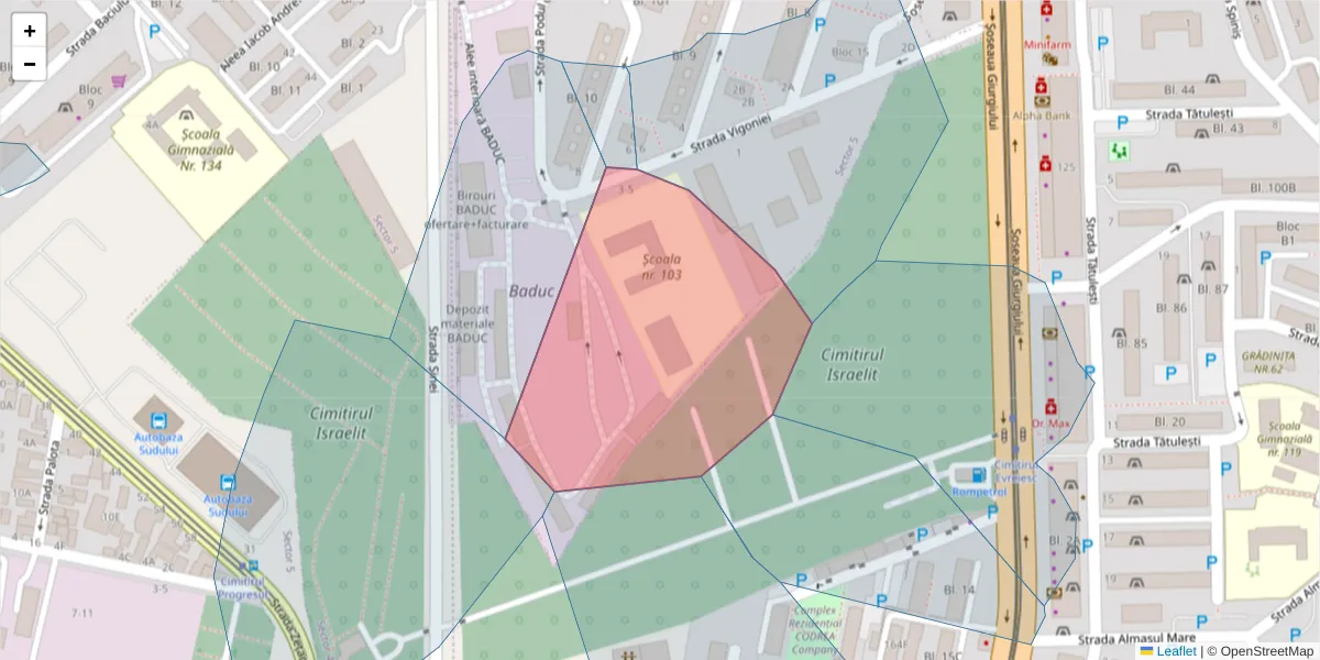 Hartă a codului poștal  și a codurilor poștale învecinate