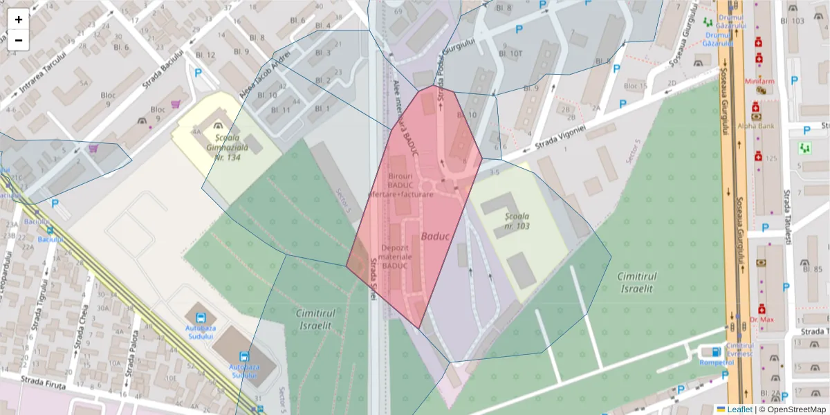 Hartă a codului poștal  și a codurilor poștale învecinate