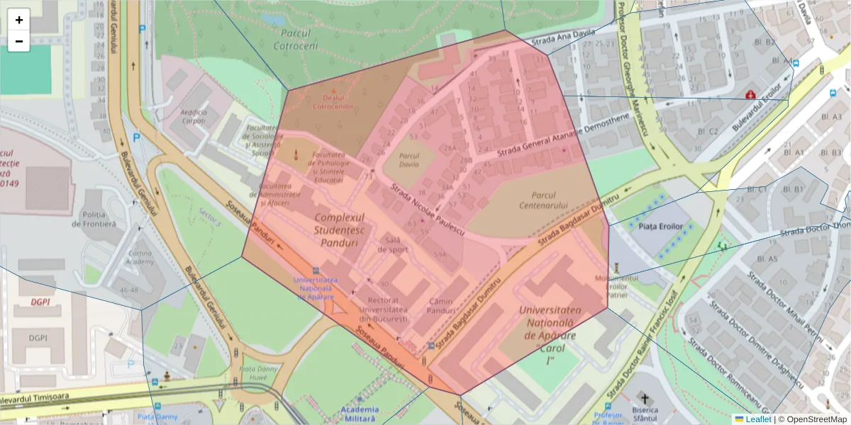 Hartă a codului poștal  și a codurilor poștale învecinate