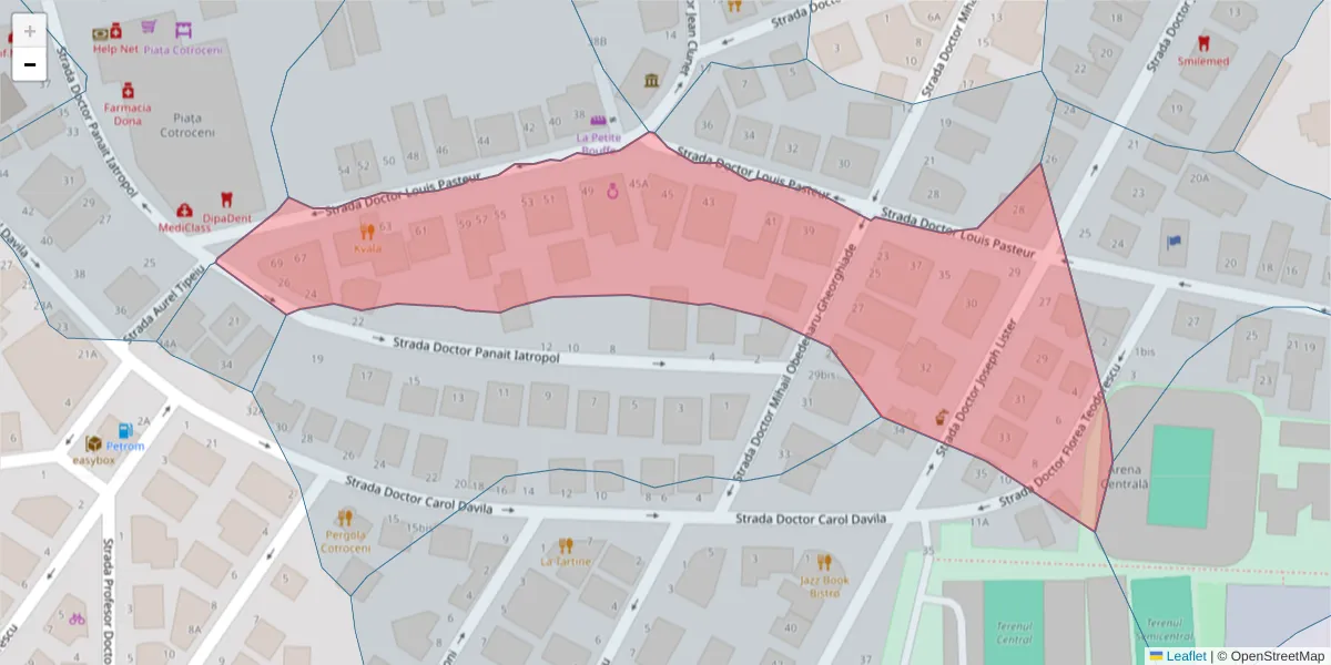 Hartă a codului poștal  și a codurilor poștale învecinate
