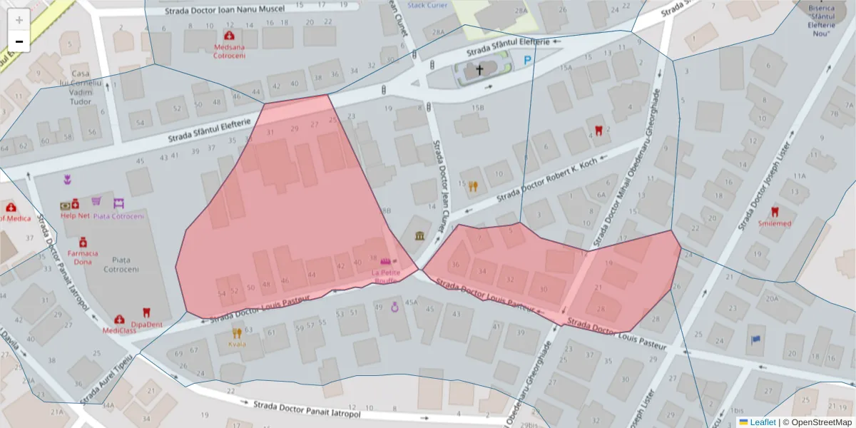 Hartă a codului poștal  și a codurilor poștale învecinate