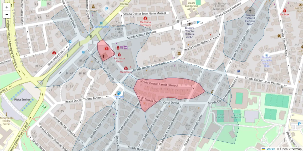 Hartă a codului poștal  și a codurilor poștale învecinate