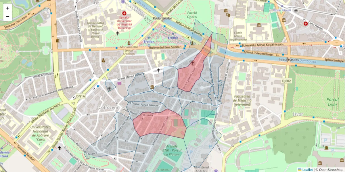 Hartă a codului poștal  și a codurilor poștale învecinate