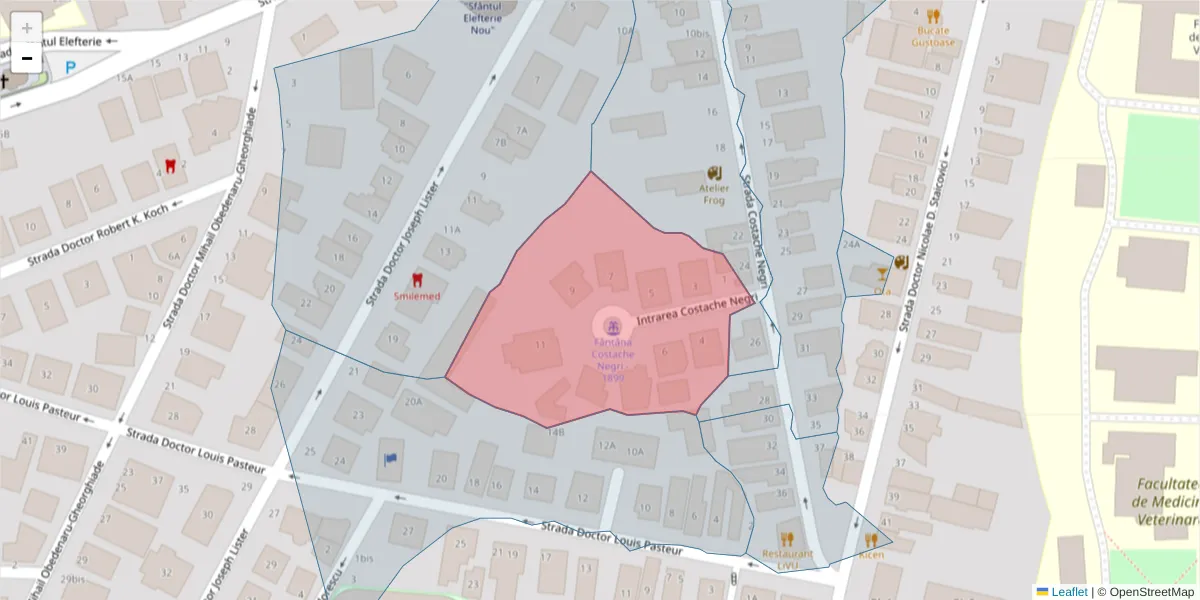 Hartă a codului poștal  și a codurilor poștale învecinate