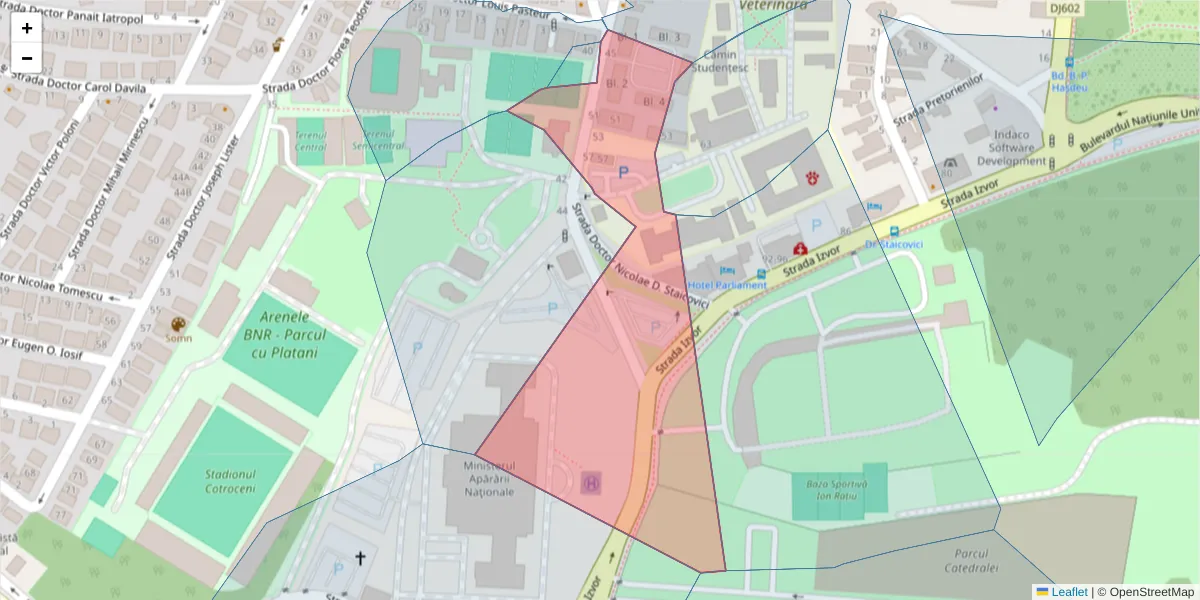 Hartă a codului poștal  și a codurilor poștale învecinate