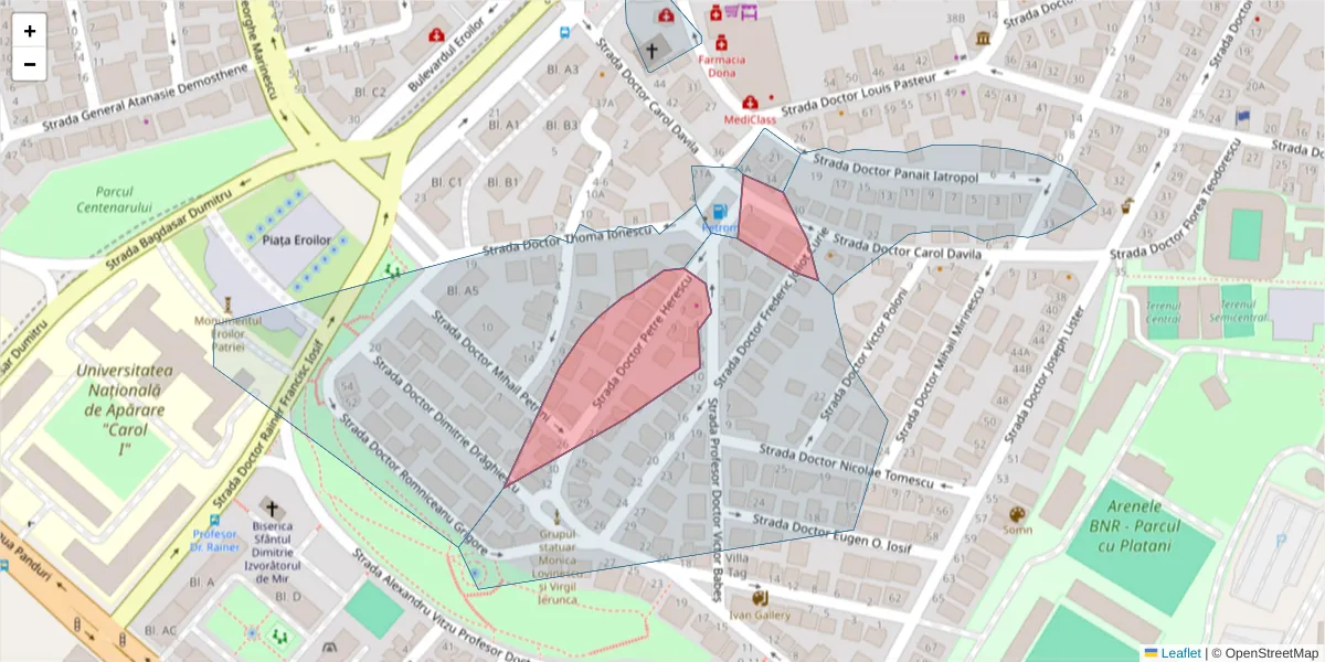 Hartă a codului poștal  și a codurilor poștale învecinate