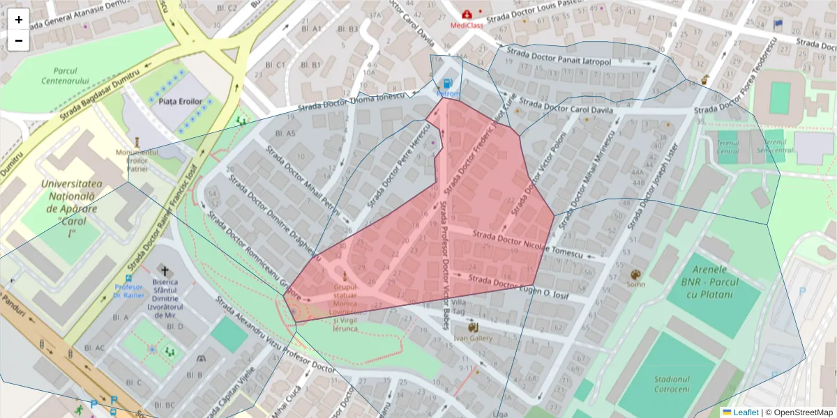 Hartă a codului poștal  și a codurilor poștale învecinate