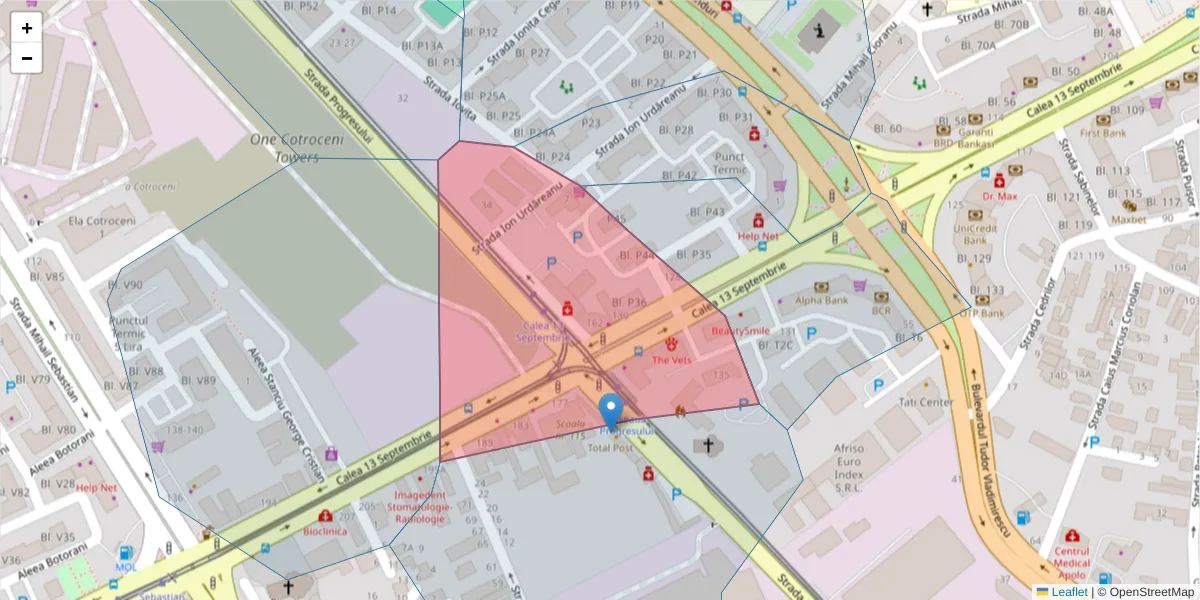 Hartă a codului poștal  și a codurilor poștale învecinate