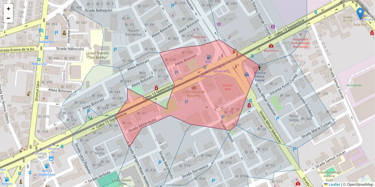 Hartă a codului poștal  și a codurilor poștale învecinate