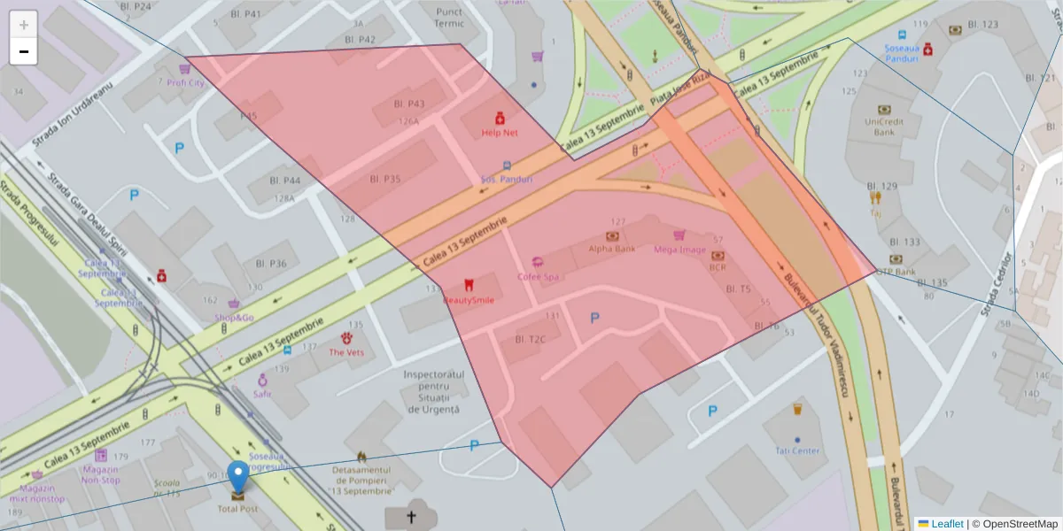 Hartă a codului poștal  și a codurilor poștale învecinate