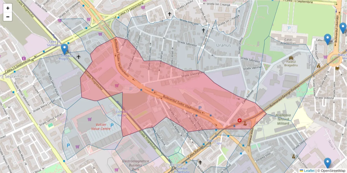 Hartă a codului poștal  și a codurilor poștale învecinate