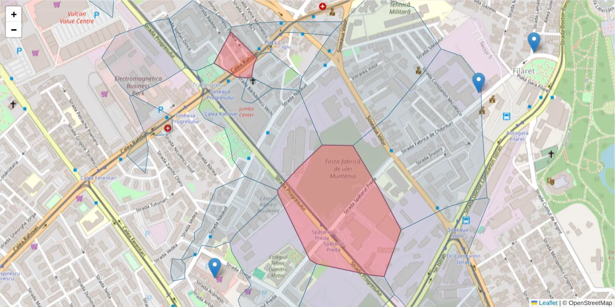 Hartă a codului poștal  și a codurilor poștale învecinate