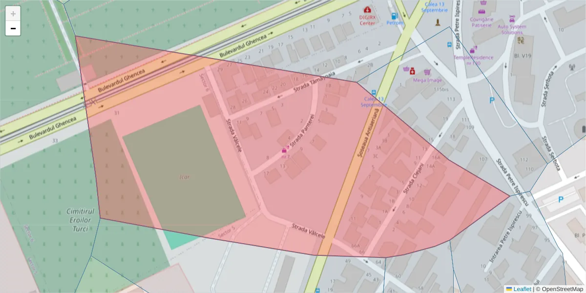 Hartă a codului poștal  și a codurilor poștale învecinate