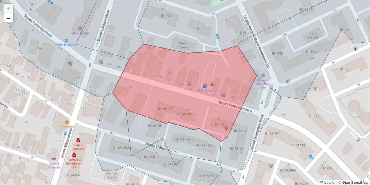 Hartă a codului poștal  și a codurilor poștale învecinate