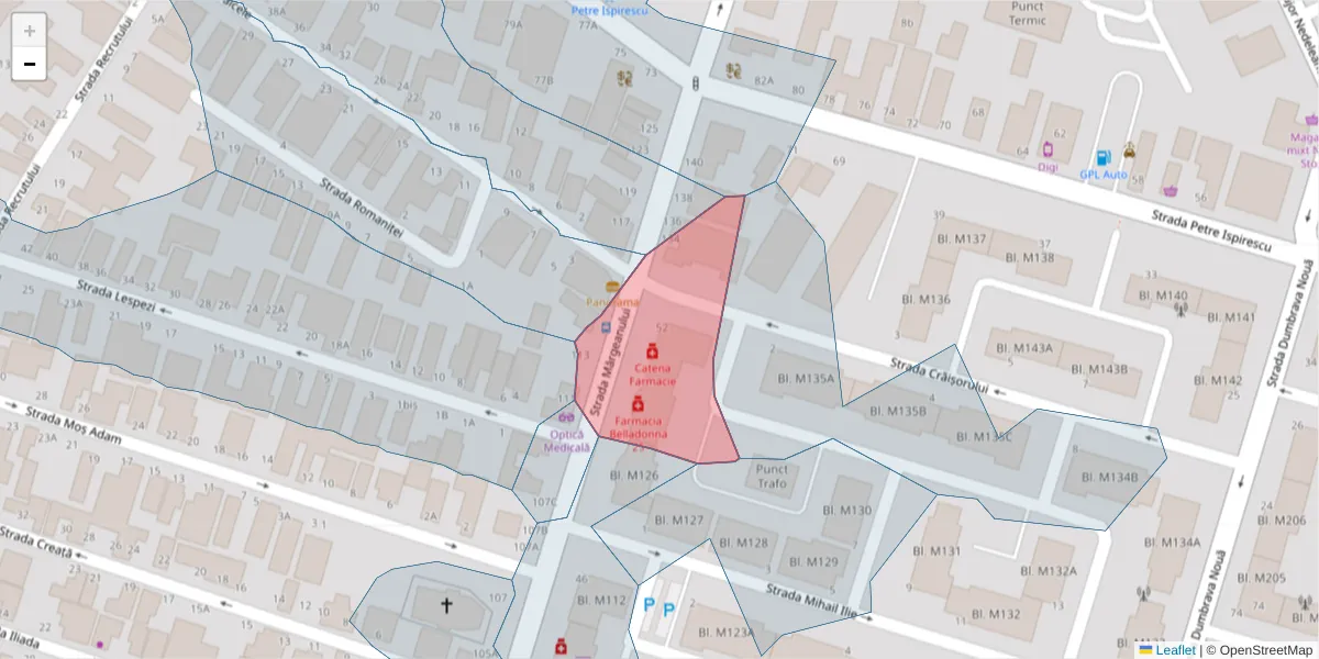 Hartă a codului poștal  și a codurilor poștale învecinate