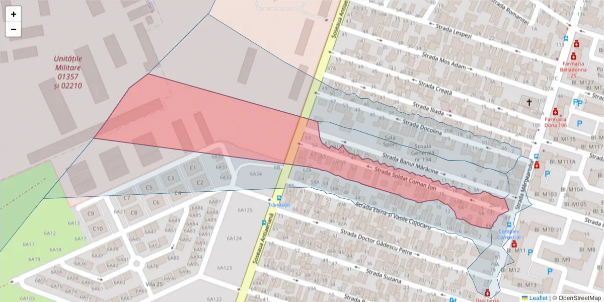 Hartă a codului poștal  și a codurilor poștale învecinate