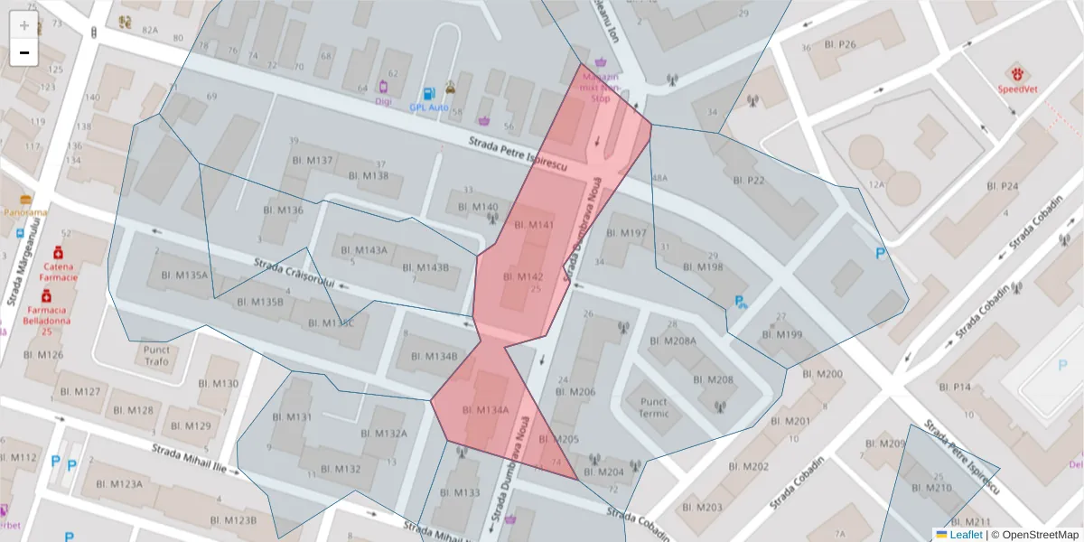 Hartă a codului poștal  și a codurilor poștale învecinate