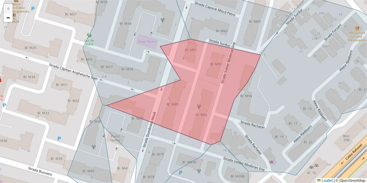 Hartă a codului poștal  și a codurilor poștale învecinate